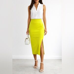 Express Vibrant Yellow Pencil Skirt NWT-stretch slit bodycon